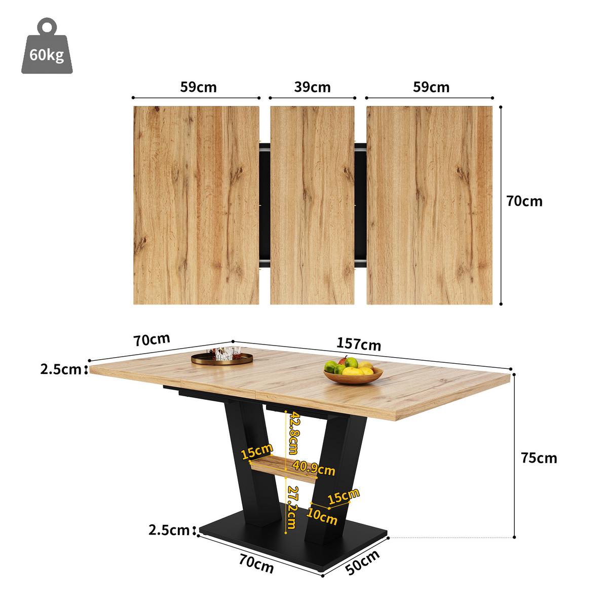 ESSTISCH SET mit 4 Stühlen Vintage Braun & Holzoptik - Braun, Holzwerkstoff/Textil (157/75/70cm) - Urban Meuble