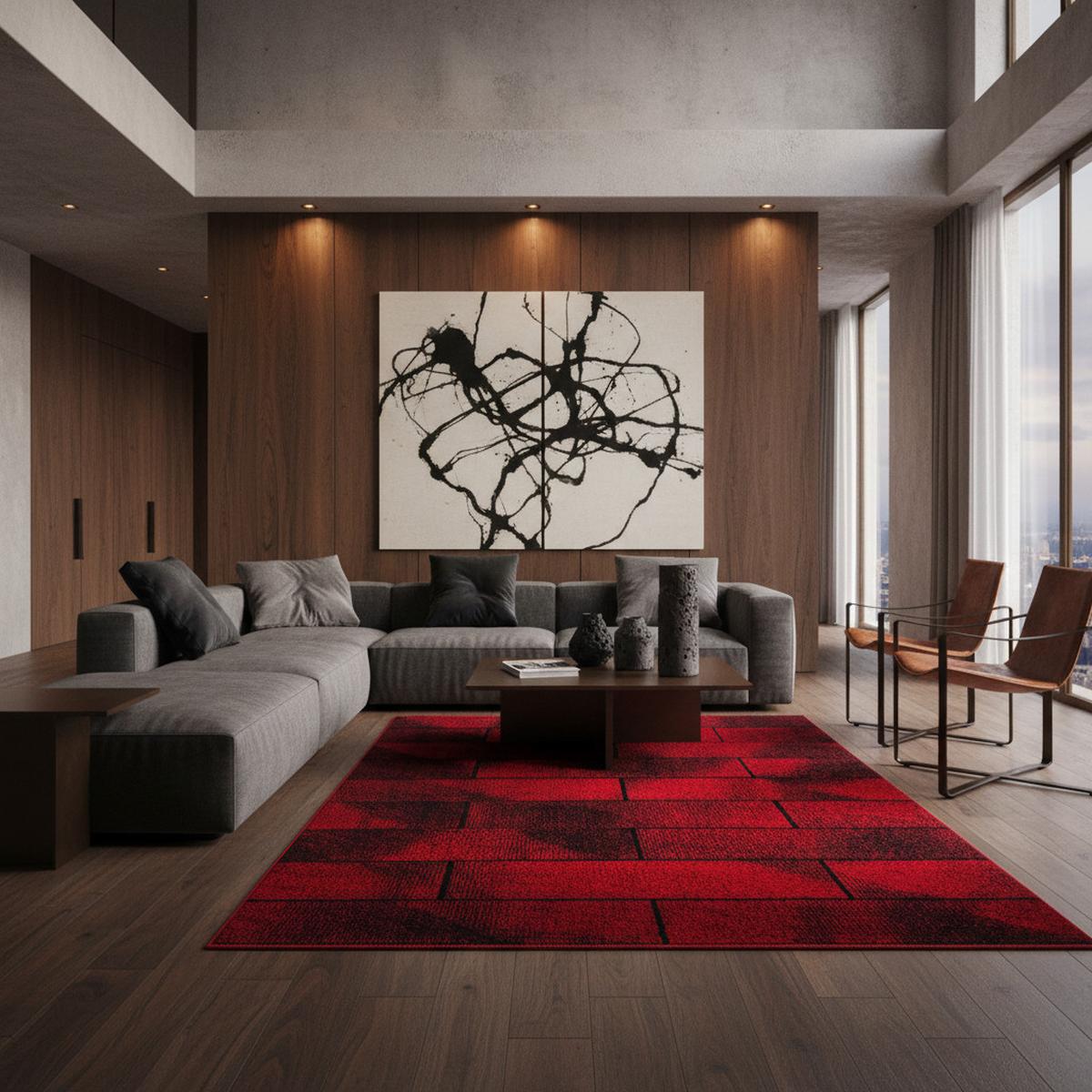 TEPPICH Kurzflor ANDALO in Rot, geometrisch, 120 x 170 cm - Rot, Textil (170/120cm) - KADIMA DESIGN