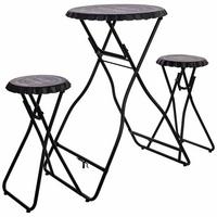 BALKONSET aus Metall, 148x60x102cm, 3-tlg. - Schwarz, Metall - Wanderlust