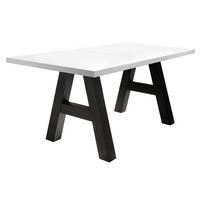 ESSTISCH ausziehbar Elia 7 140 x 90 x 75 Esszimmertisch Schwarzstahl/Weiß Matt Lack - Weiß, Holz (140/90/75cm) - 58aufmkessel
