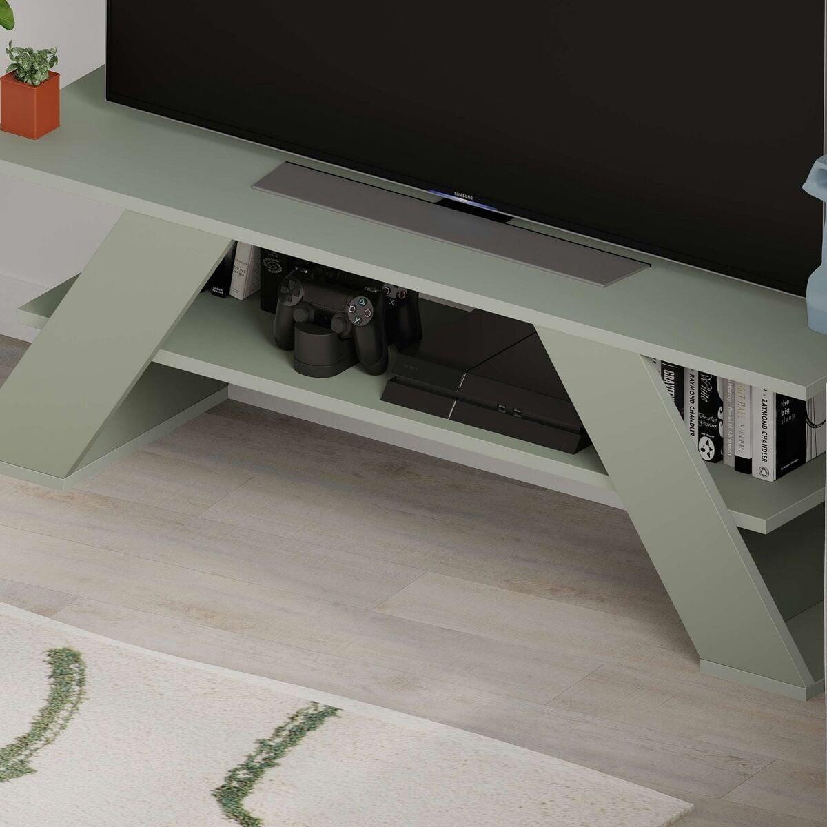 TV-MÖBEL 3 Regale L120 cm - Farfalla - Grün, Holzwerkstoff (33.5/40/12.2cm) - Calicosy