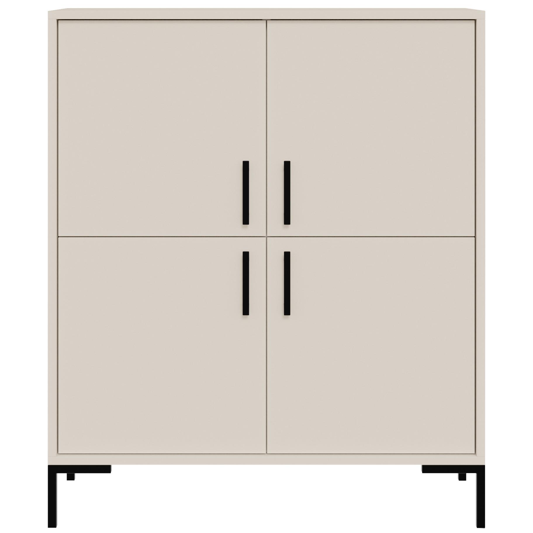 KOMMODE Selena, Highboard mit 4 Türen, Metallfüße, Selbstschließer, Kaschmir, 100 cm - Kaschmir/Schwarz, Holzwerkstoff/Metall (101/113/40cm) - Beautysofa