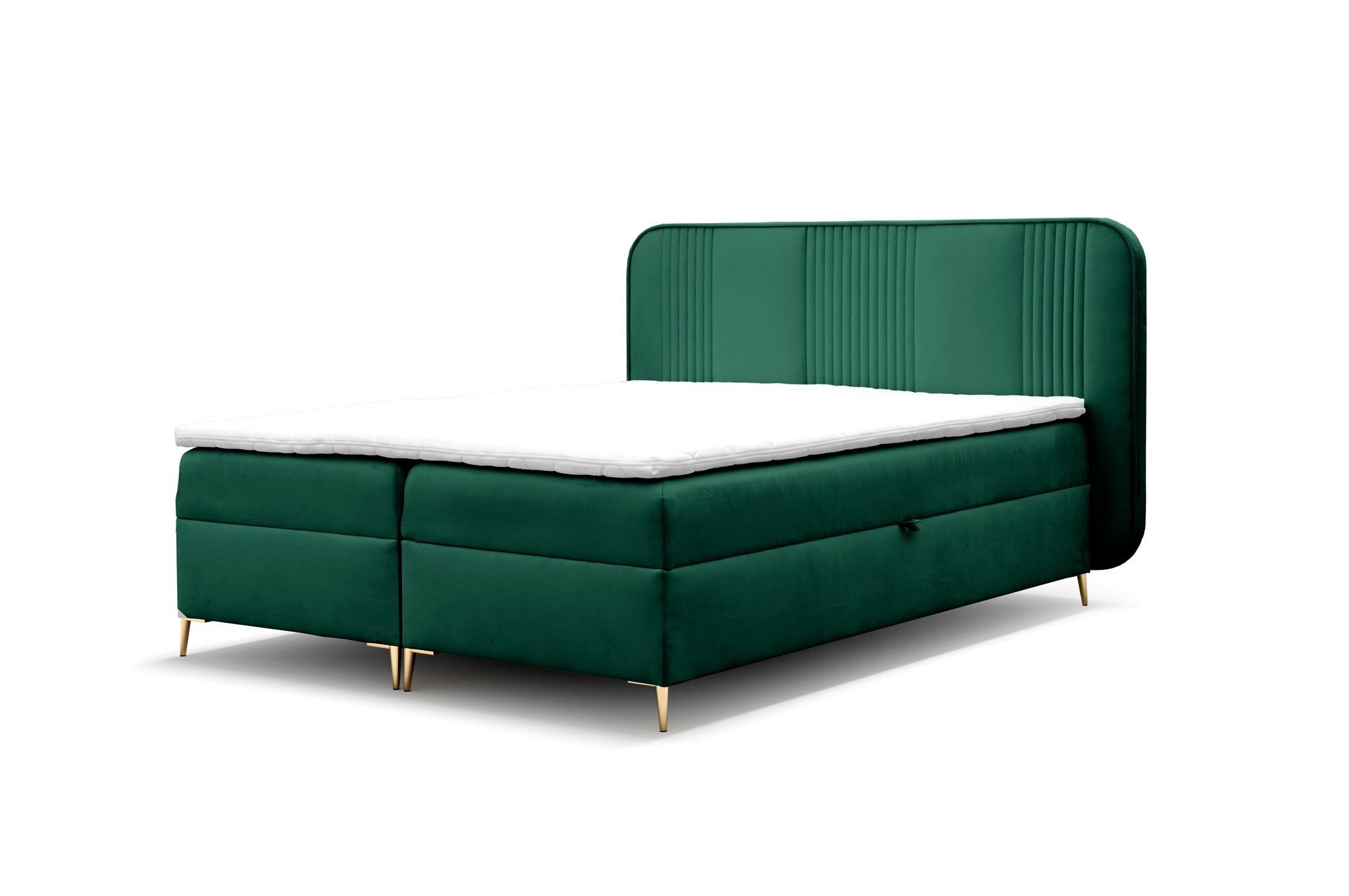 BOXBETT Avery Premium - Grün, Holzwerkstoff/Textil (160/200cm) - Fun Möbel
