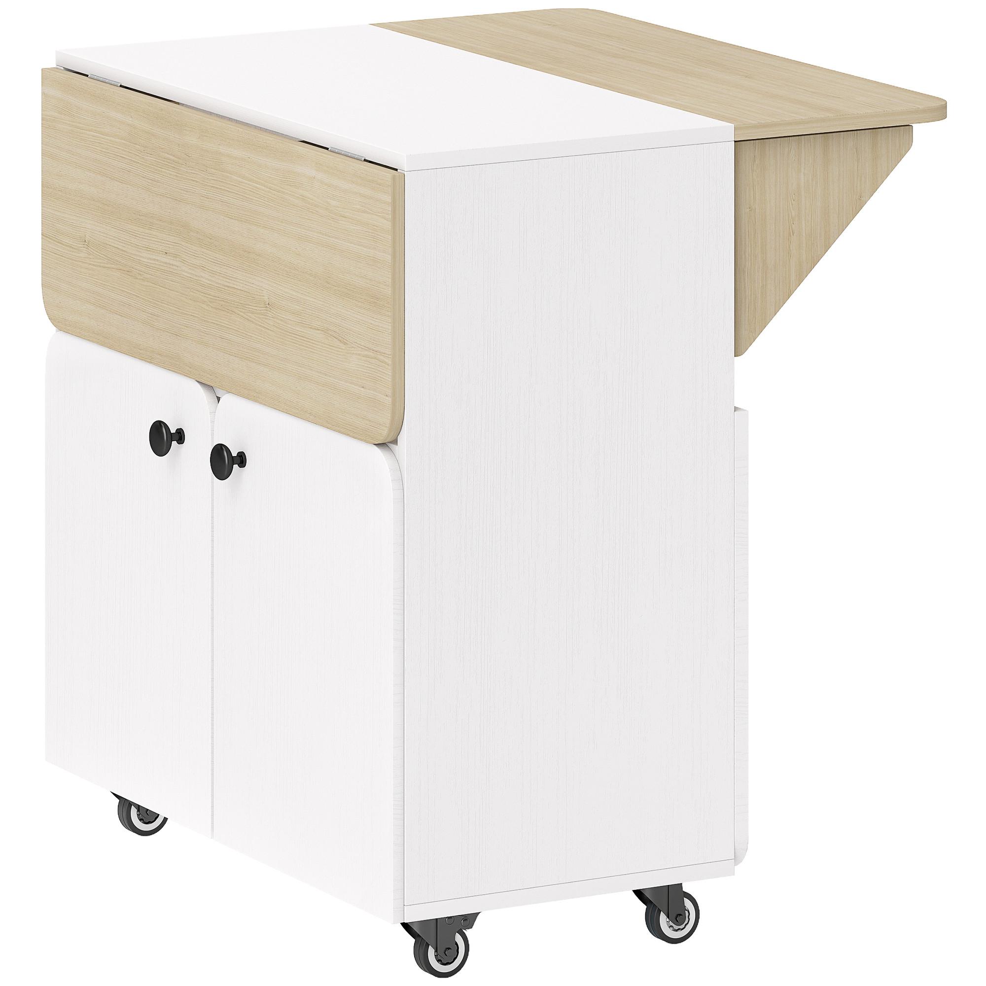 ESSTISCH Klappbarer Mobiler Küchentisch für 2-4 Personen, Klapptisch mit Rolle - Weiß, Holzwerkstoff/Kunststoff (70/83/75cm) - HOMCOM