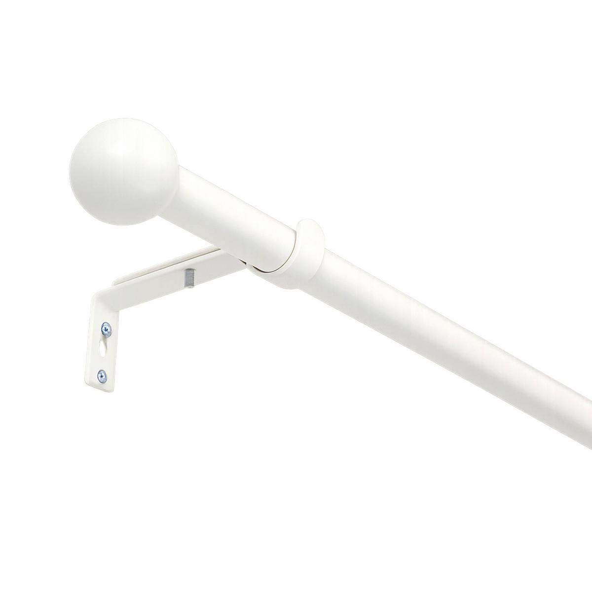 GARDINENSTANGE ausziehbar 120-210cm 1-Lauf Flexa Kugel - Weiß, Metall (120cm) - Deco-Raum