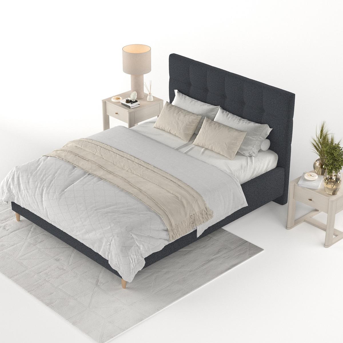 POLSTERBETT Cora 120/200 cm Anthrazit im Riva Stoff - Anthrazit/Naturfarben, Holz/Holzwerkstoff (120/200cm) - AltaBeds