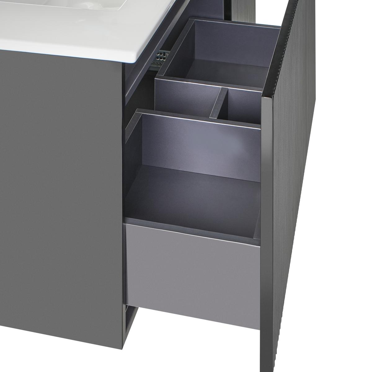 WASCHBECKENUNTERSCHRANK wandmontiertk mit Waschbecken Schwarz Tiete - Schwarz, Holzwerkstoff (100/46/116cm) - Beliani