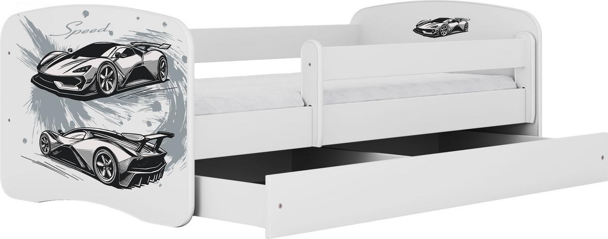 KINDERBETT Emily mit Schublade und Matratze, Weiß 80x180 cm - Schwarz, Holzwerkstoff (180/80cm) - WFL GROUP