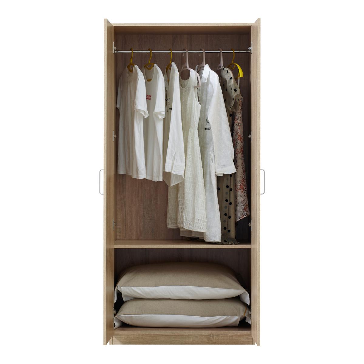 KLEIDERSCHRANK Bodolz - Sonoma Eiche, Holzwerkstoff (80/176/52cm) - [en.casa]
