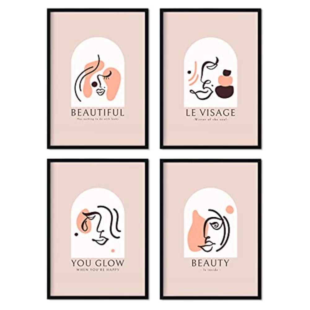 POSTER Set mit 4 abstrakten warmen Set 1 Erdtönen A4 Rahmenlos - Klar, Papier (29.7/3cm) - Nacnic