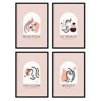 POSTER Set mit 4 abstrakten warmen Set 1 Erdtönen A4 Rahmenlos - Klar, Papier (29.7/3cm) - Nacnic