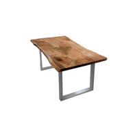 ESSTISCH LORE Holz Akazie - Silberfarben/Zwetschgeholzfarben, Holz/Metall (90/180/78cm) - KAWOLA