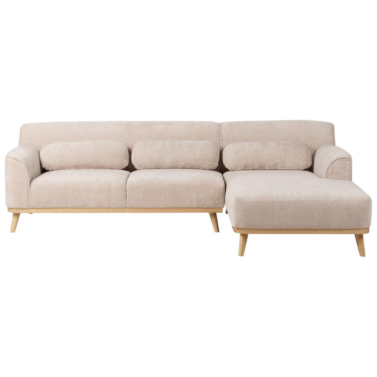 ECKSOFA 3-Sitzer Chenillegewebe Beige linksseitig Simos - Beige, Textil (264/82cm) - Beliani