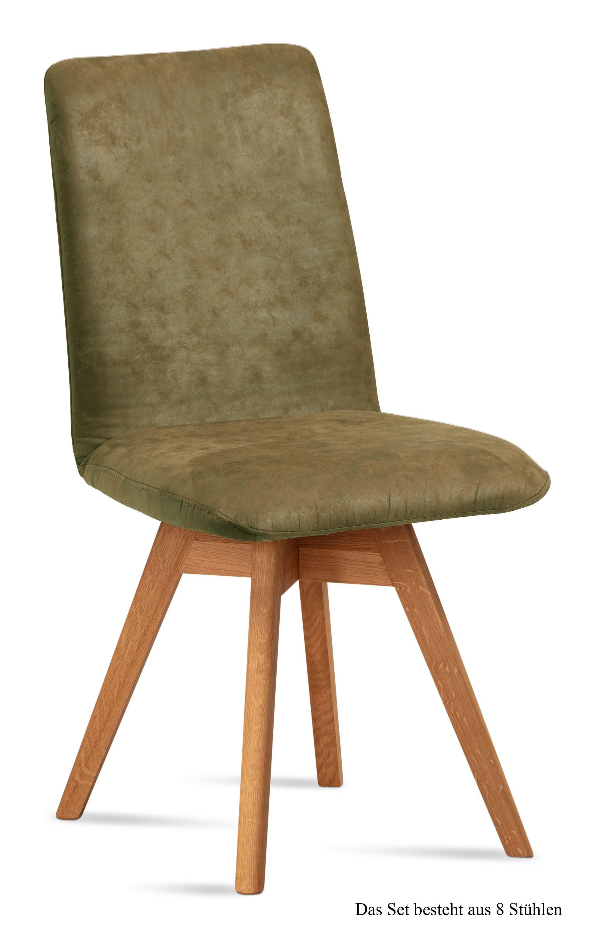 ESSZIMMERSTUHL drehbar (8er-Set) Donni 47x92x60 Eiche geölt/Olivgrün - Eichefarben/Olivgrün, Kunststoff (60/92/47cm) - 58aufmkessel