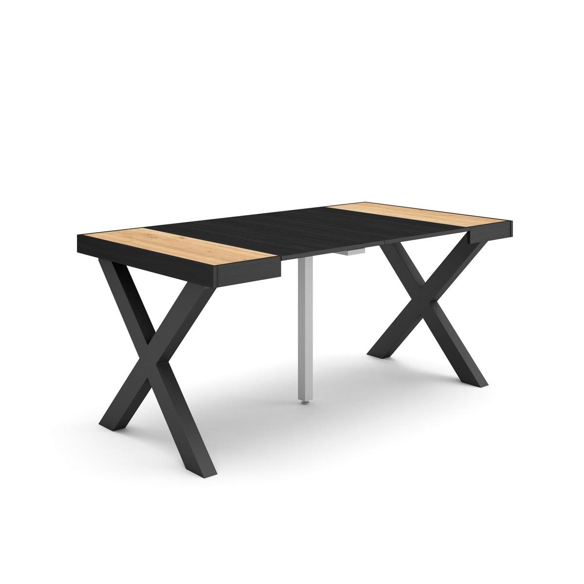 KONSOLENTISCH ausziehbar 58 bis 160cm, für 8 Gäste, eiche, schwarz, 90/58/73cm - Eichefarben/Multicolor, Holzwerkstoff (90/160/73cm) - Skraut Home