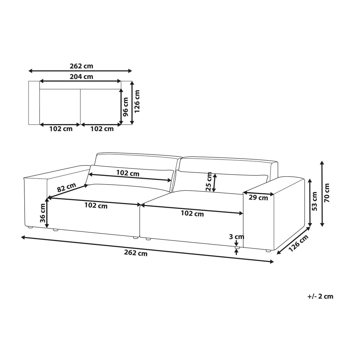 2-SITZER-SOFA grau Hellnar - Grau, Textil (262/70/126cm) - Beliani