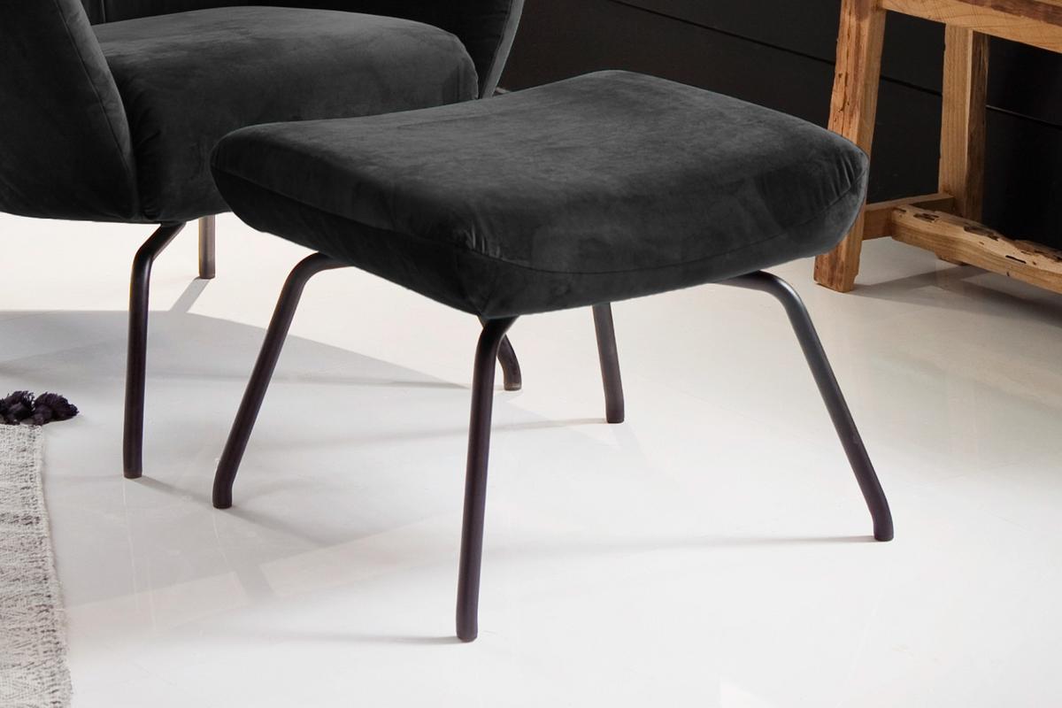 HOCKER LOTTE Schwarz Velvet - Schwarz, Textil/Metall (57/44/52cm) - KAWOLA