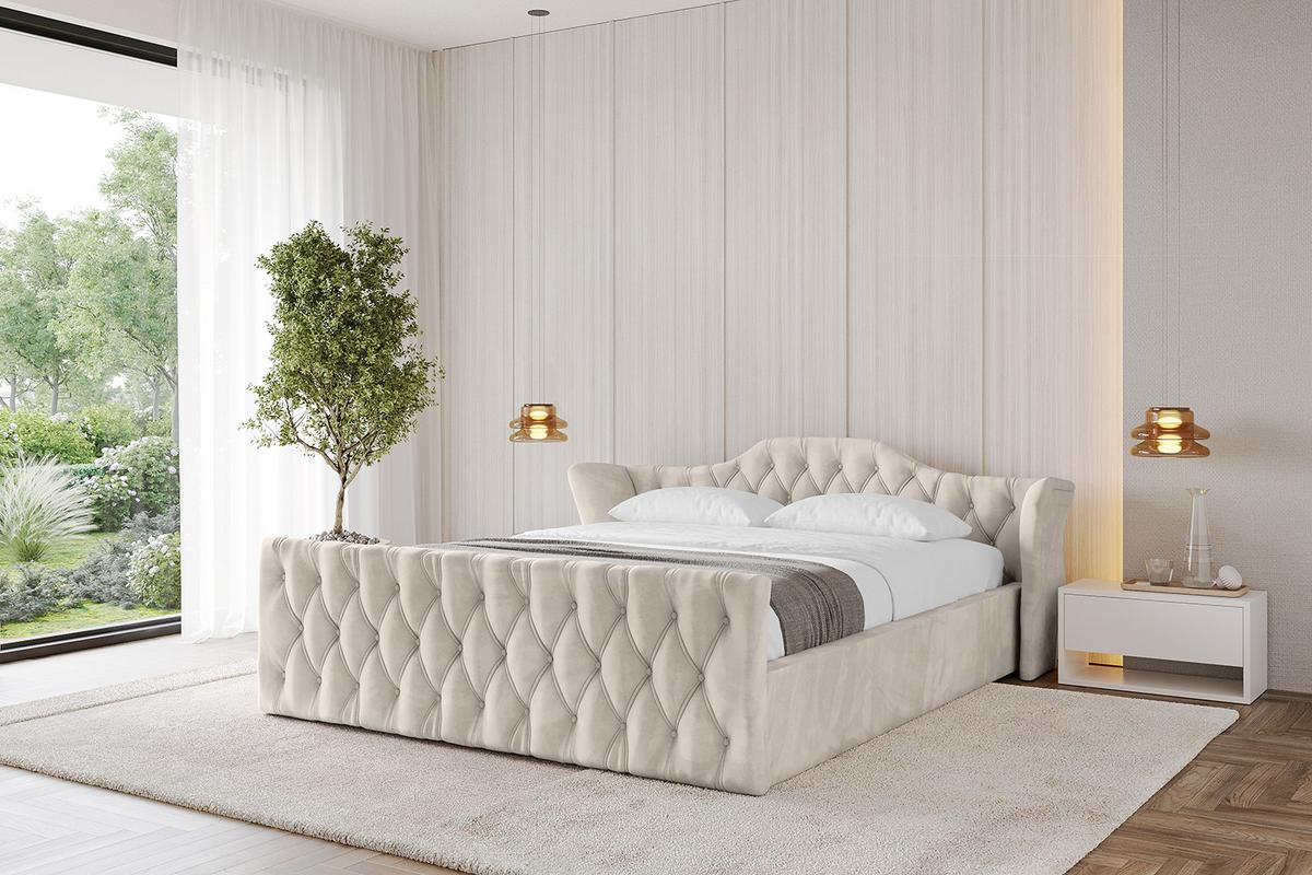 POLSTERBETT mit Bettkasten, Fußteil und Lattenrost, Boxbett ohne Matratze - ZORAN-Z-V1 120x200 Beige - Beige, Holzwerkstoff/Textil (120/200cm) - ALTDECOR