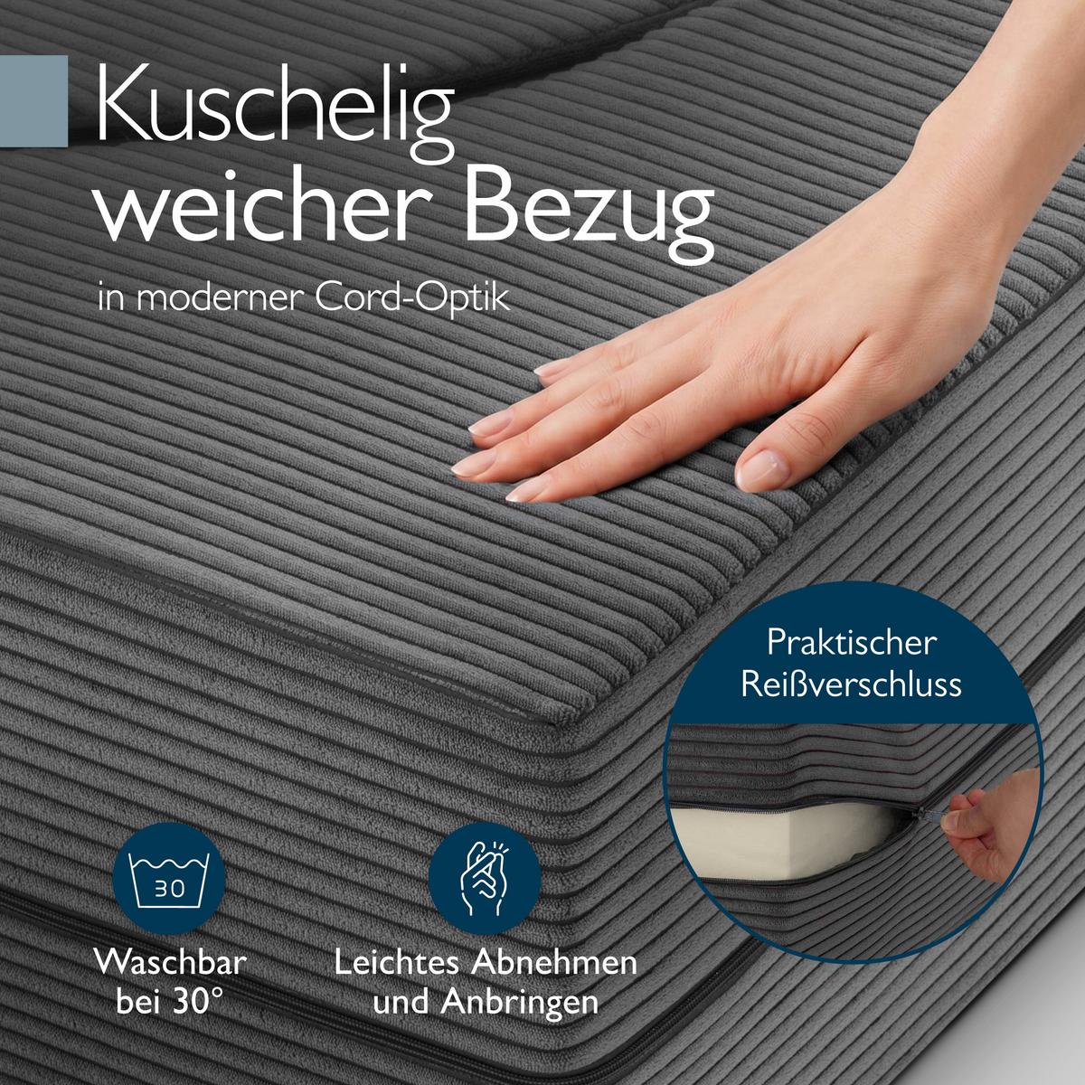 GÄSTESOFA Leova 200x90x30cm Anthrazit - Anthrazit, Textil (90/30/200cm) - Beautissu 