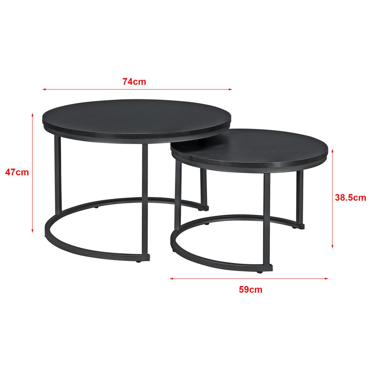 COUCHTISCH Christchurch im 2er Set - Schwarz, Holzwerkstoff (74/74/47cm) - [en.casa]