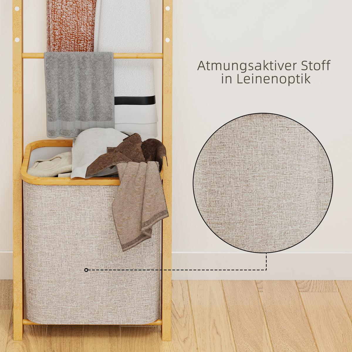 BADEZIMMER-REGAL Bambus Polyester Cremeweiß - Creme, Holz (35/133/43cm) - HOMCOM
