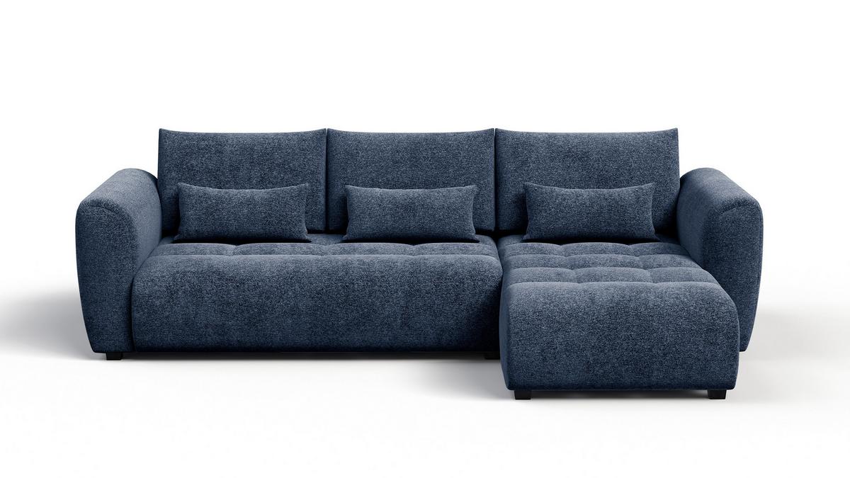 ECKSOFA SORENO 4-Sitzer, dunkelblau - Schwarz/Dunkelblau, Holz/Textil (293/171cm) - Wozimo