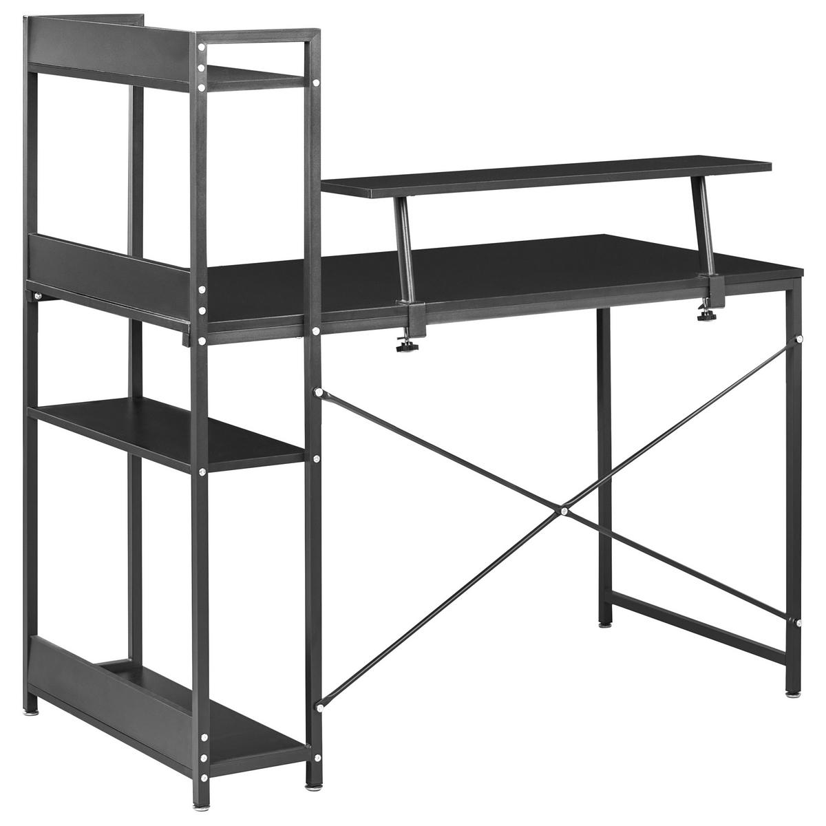 SCHREIBTISCH Schwarz 120/64 cm mit Fächern Biloxy - Schwarz, Holzwerkstoff (64/120/120cm) - Beliani