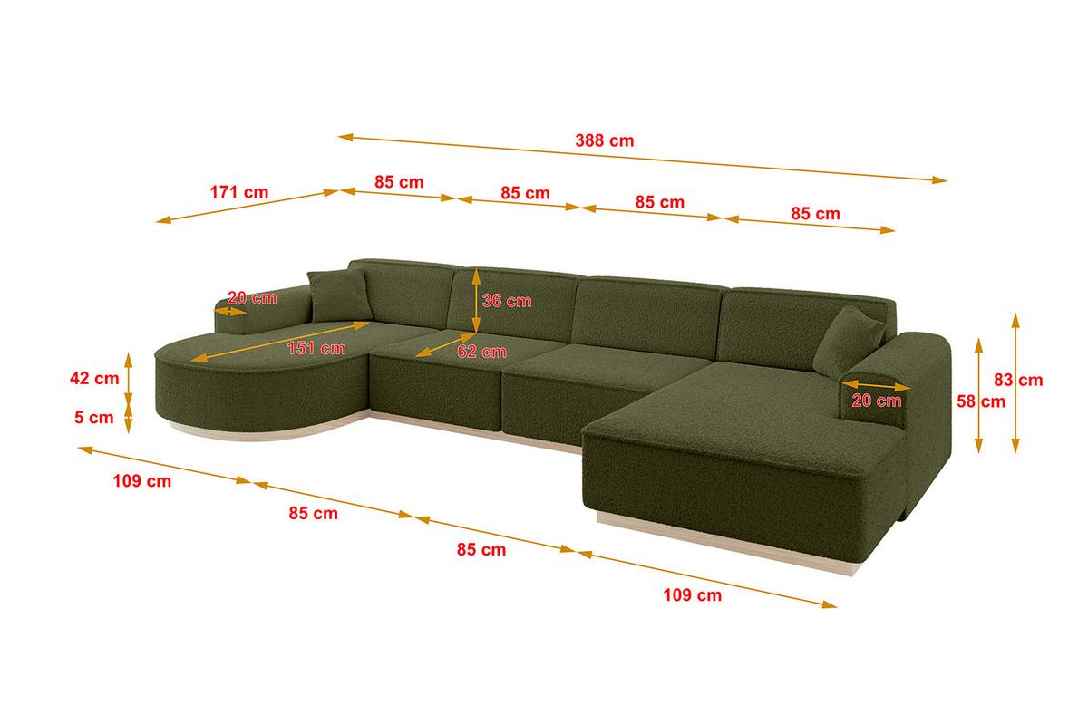 WOHNLANDSCHAFT ARRIO-U2 303x171x83 cm Olivgrün - Olivgrün, Holzwerkstoff/Textil (388/83/171cm) - ALTDECOR