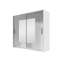 KLEIDERSCHRANK London VII - Silberfarben/Weiß, Holzwerkstoff/Kunststoff (180/215/58cm) - MIRJAN24