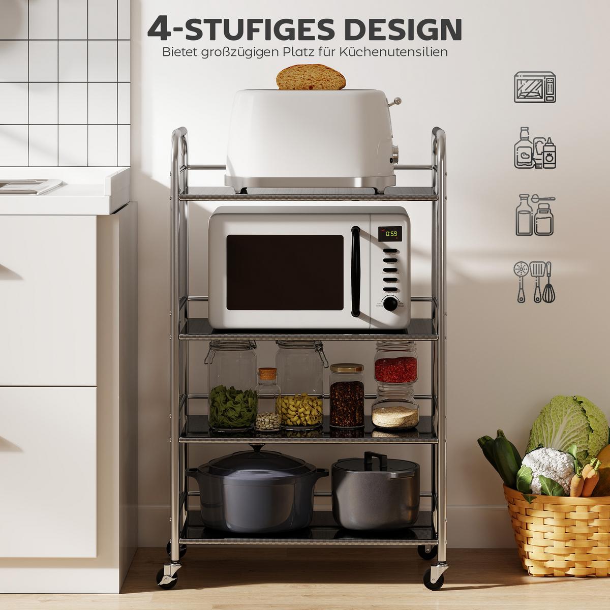 SERVIERWAGEN Edelstahl Silber - Silberfarben, Metall (35/100/60cm) - HOMCOM
