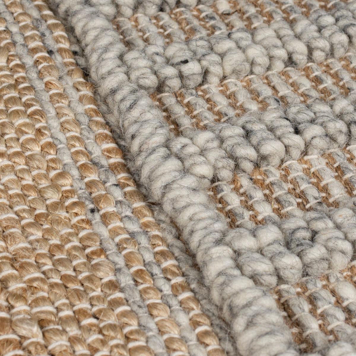 JUTETEPPICH handgewebt mit Fransen WHARFE, im Ethno-Stil, Natur-Grau, 60 x 230 cm - Grau, Textil (230/60cm) - KADIMA DESIGN
