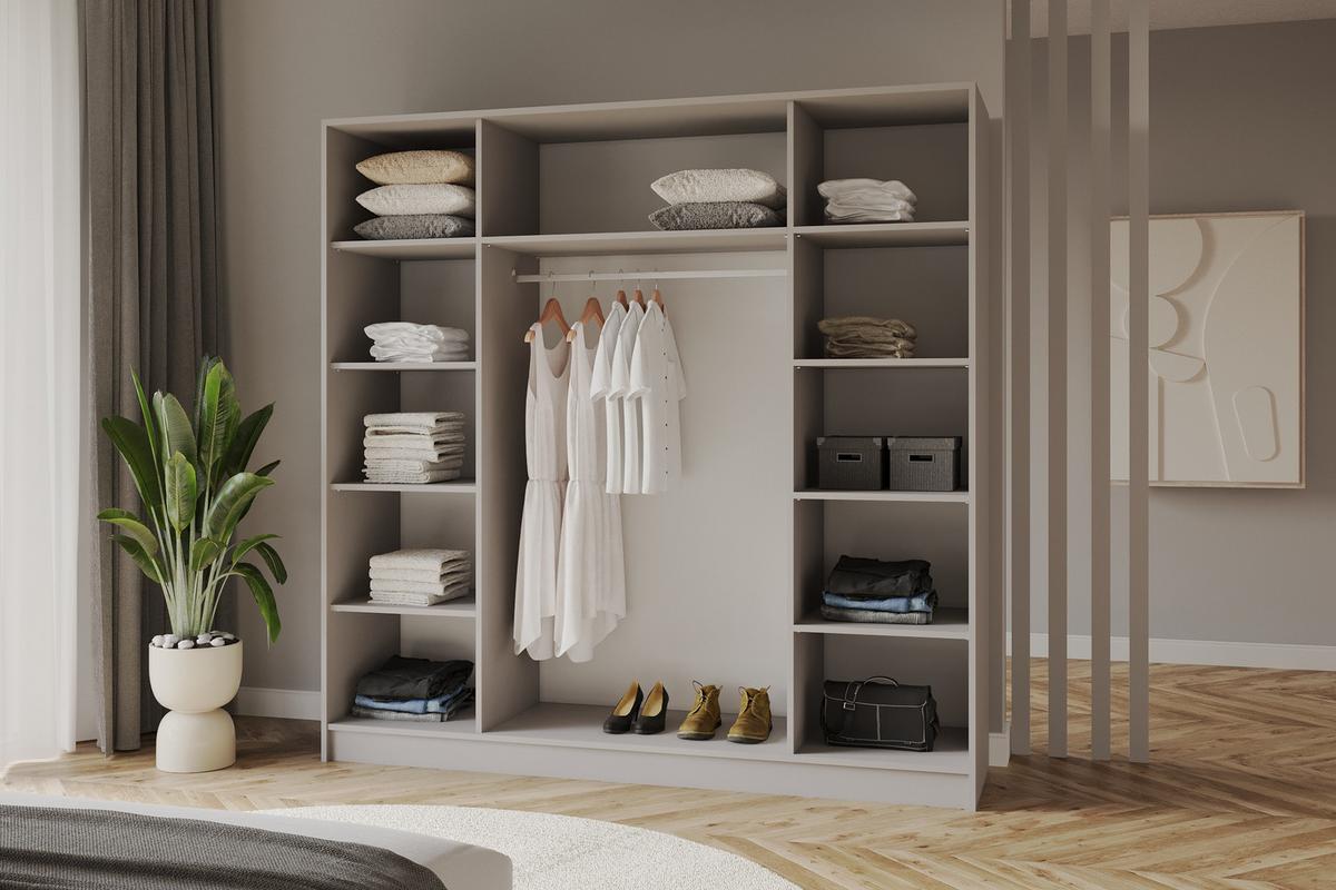 KLEIDERSCHRANK - LESE - 200 - Kaschmir - Kaschmir/Goldfarben, Holzwerkstoff (200/200/51cm) - ALTDECOR