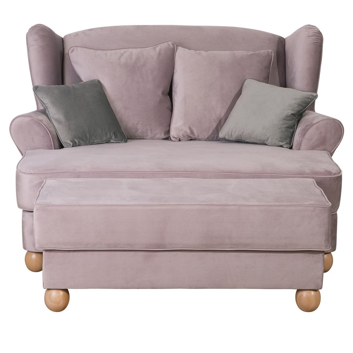 SESSEL XXL inkl. Kissen Katiga Samtvelours rosé - Rosa, Kunststoff (114/102/154cm) - 58aufmkessel