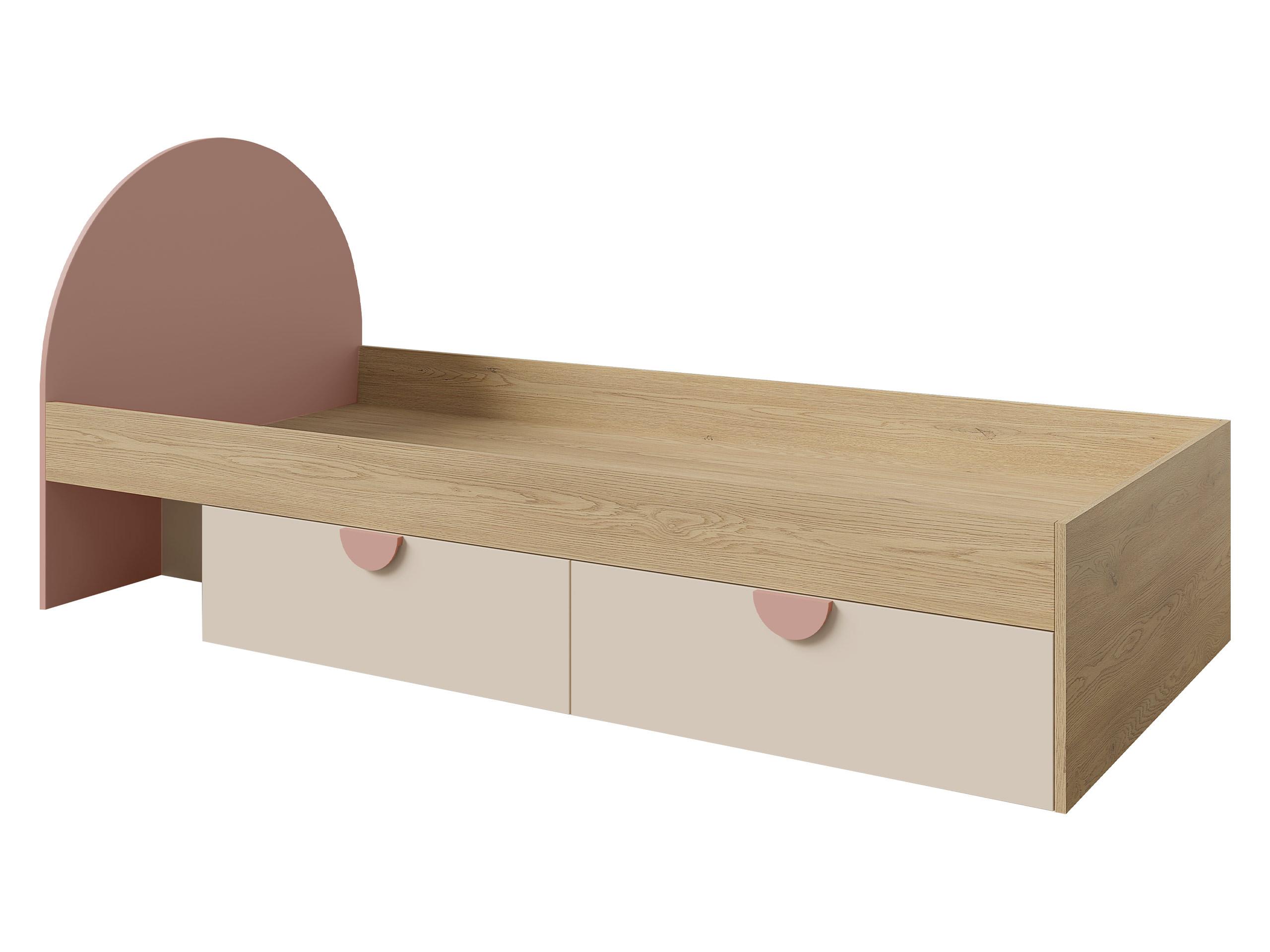 JUGENDBETT Lexi 13 L / P - Eichefarben/Rosa, Holzwerkstoff/Kunststoff (90/200cm) - MIRJAN24