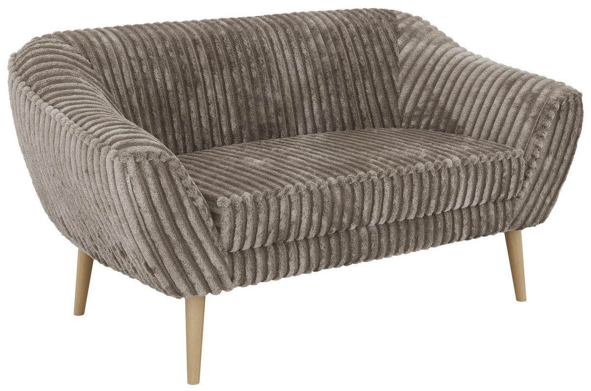 2-SITZER-SOFA PIRS - Hellbraun Cord - Holzbeine - Hellbraun/Buchefarben, Holzwerkstoff/Textil (140/75/74cm) - MKS