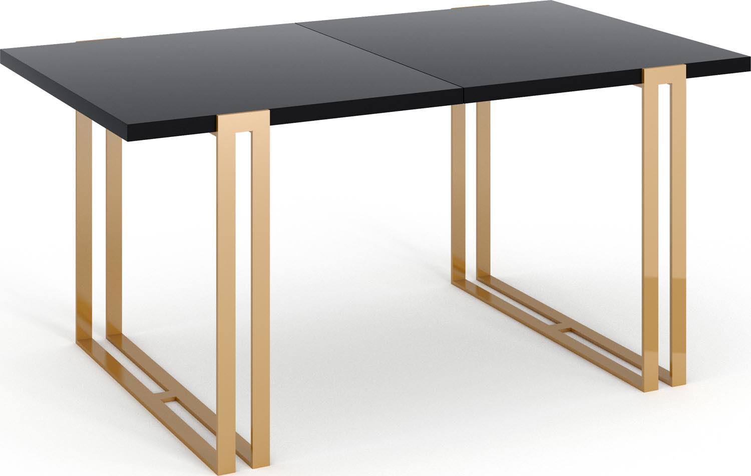 ESSTISCH Wolf rechteckig ausziehbar, Schwarz 140-240/80/76 cm - Goldfarben/Schwarz, Holzwerkstoff/Metall (80/240/76cm) - WFL GROUP