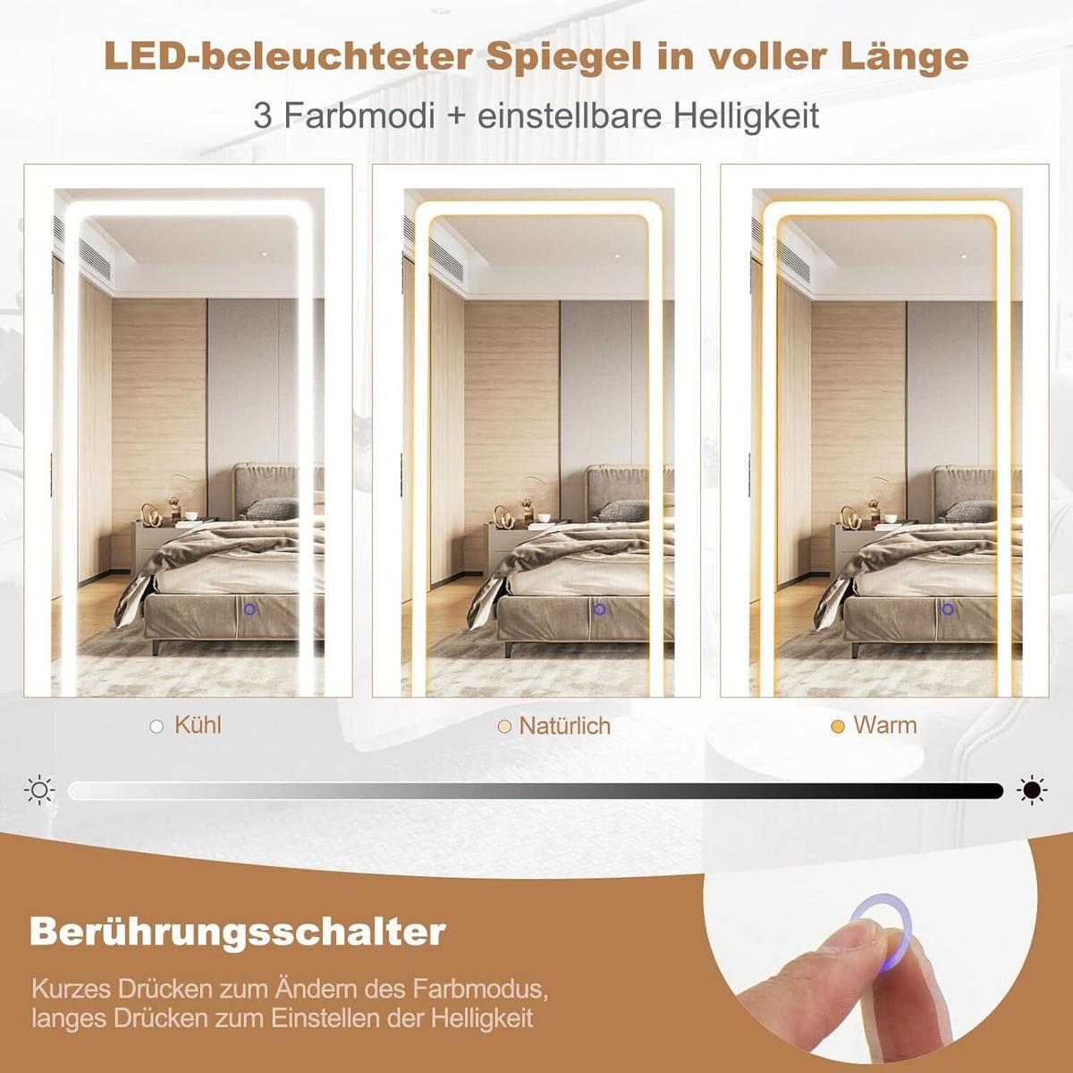 SCHMUCKSCHRANK 160cm Kaffee - Braun, Holz (54/160/54cm) - COSTWAY