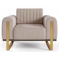 SESSEL Parissa 106 cm - Ecru/Goldfarben, Holz/Metall (106/79/92cm) - Selsey