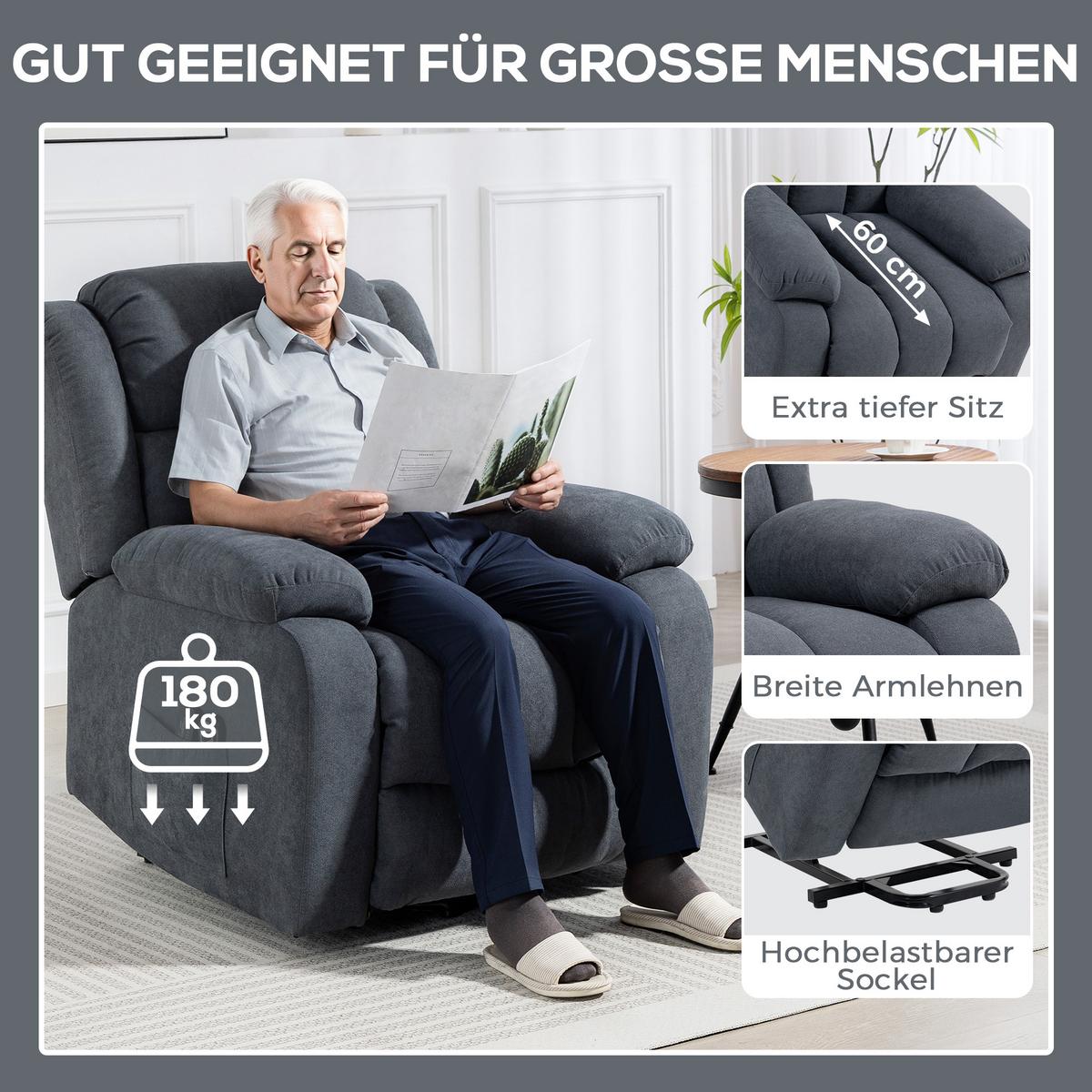 RELAXSESSEL Polyester Mehrschichtenplatte Dunkelgrau - Dunkelgrau, Textil (91/103/93cm) - HOMCOM