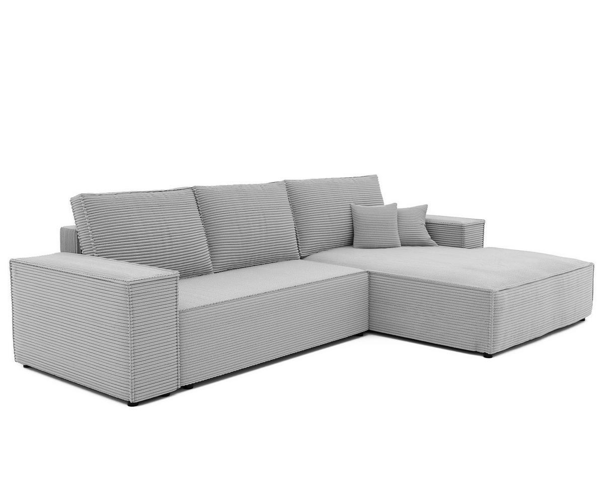 ECKSOFA NOVA Rechts mit Schlaffunktion und Bettkasten Hellgrau - Hellgrau, Kunststoff/Textil (294/185cm) - Idohome