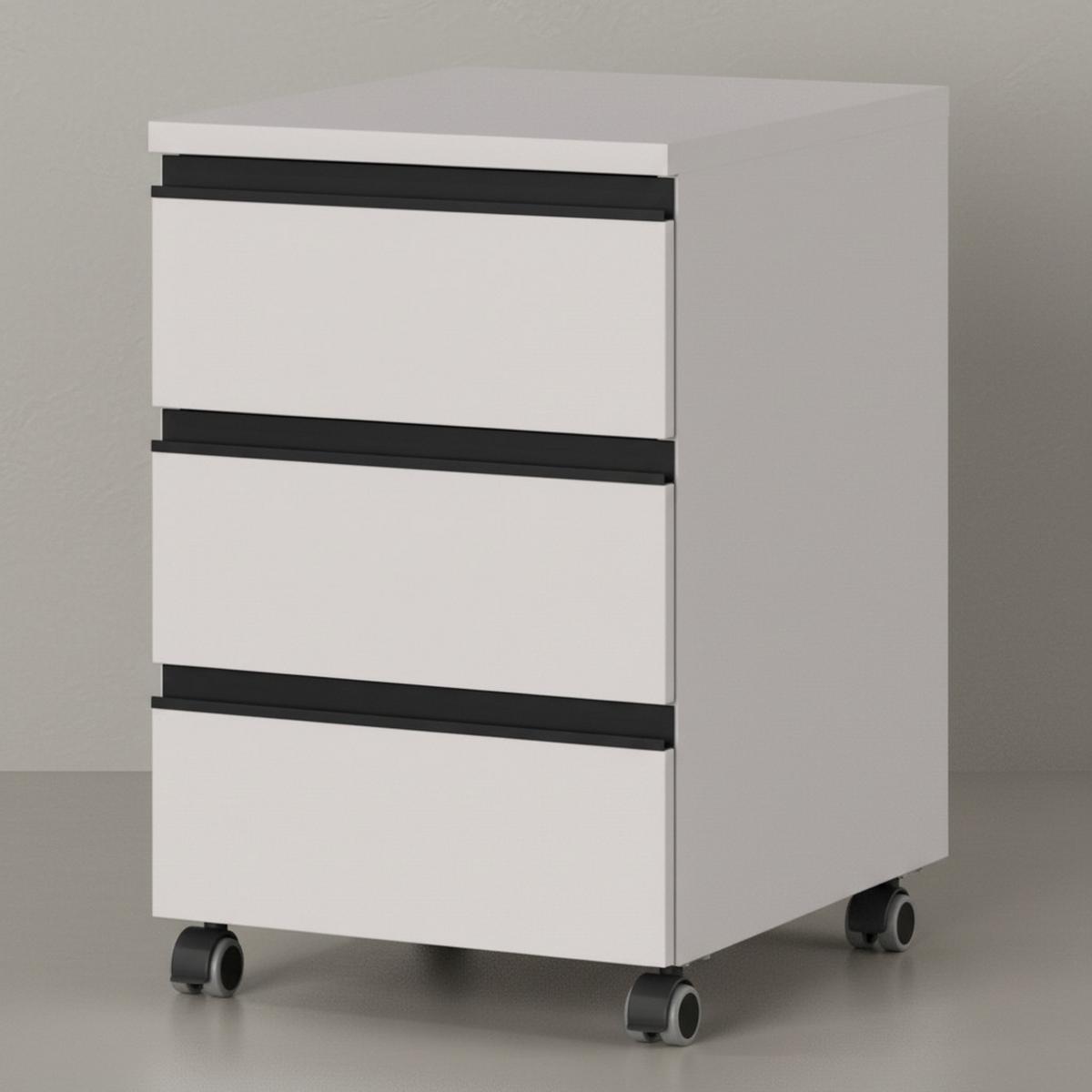 BÜROMÖBEL Set 2-teilig | Schreibtisch 140x80cm & Rollcontainer Greige/Schwarz | Einstellbar 68-91 cm & Soft-Close - Beige, Holzwerkstoff/Metall (80/195/91cm) - KADIMA DESIGN