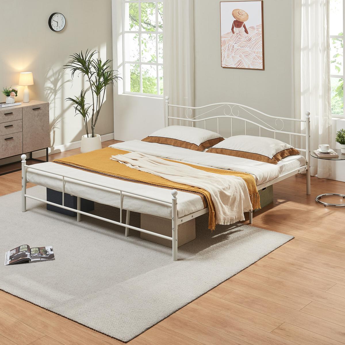 METALLBETT Florenz - Weiß, Metall (180/200cm) - [en.casa]
