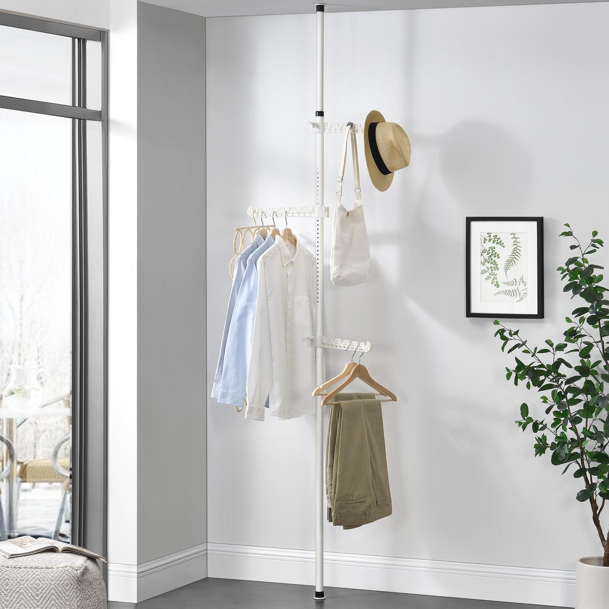 TELESKOPGARDEROBE - Weiß, Metall (30/305/1cm) - [en.casa]