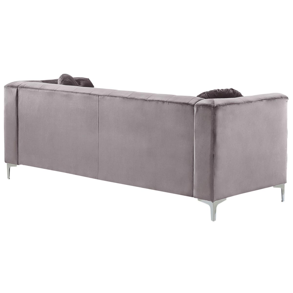 ECKSOFA Samtstoff Grau rechtsseitig Flen - Grau, Textil (212/145cm) - Beliani