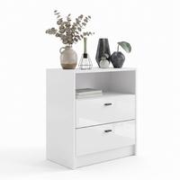 KOMMODE Pino Fronten in Weiß Hochglanz - Weiß Hochglanz, Holzwerkstoff (56/67.5/36cm) - Vladon