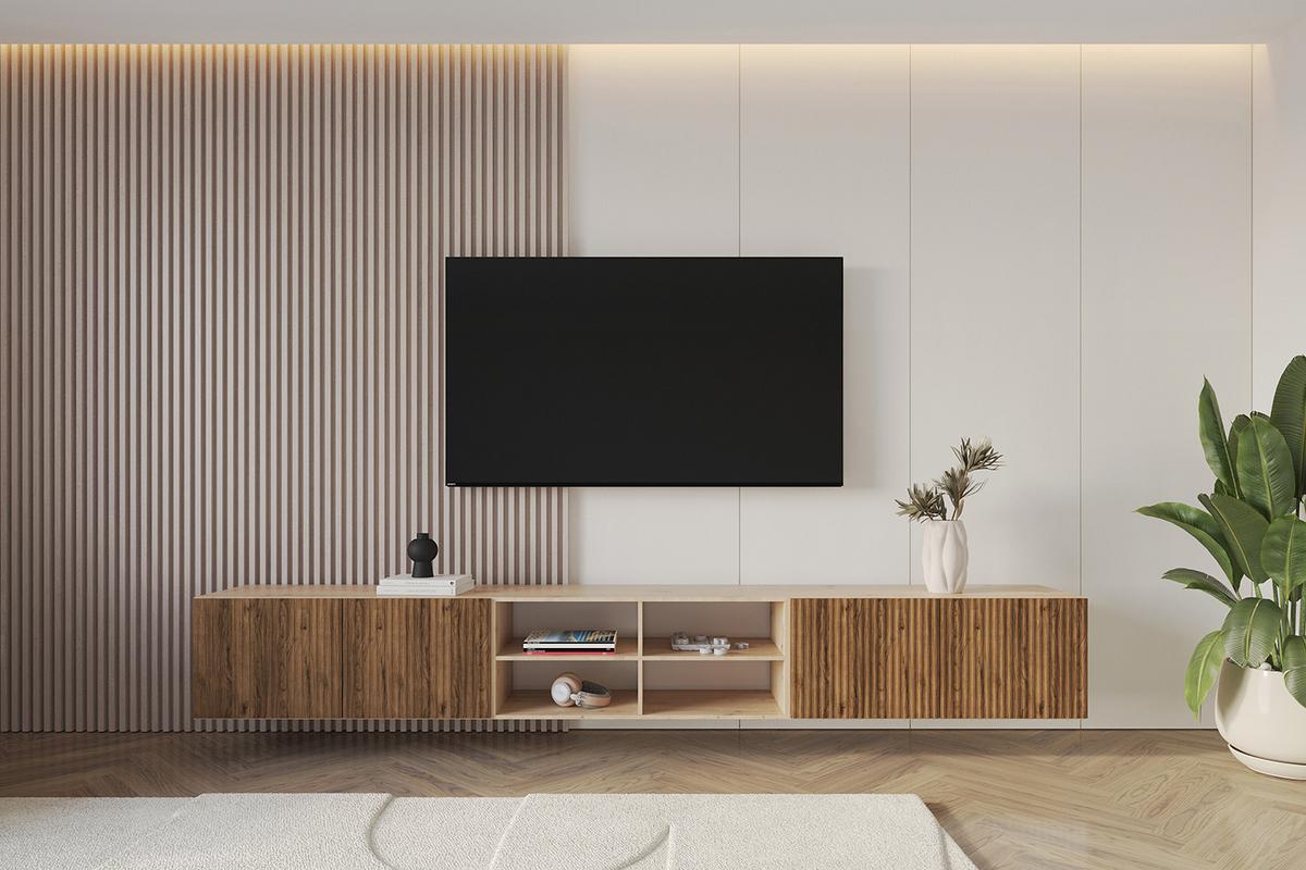 LOWBOARD NOA-2-W 3x100x40x40 cm - Artisan / Katania - Eiche Wotan, Holzwerkstoff (300/40/40cm) - ALTDECOR