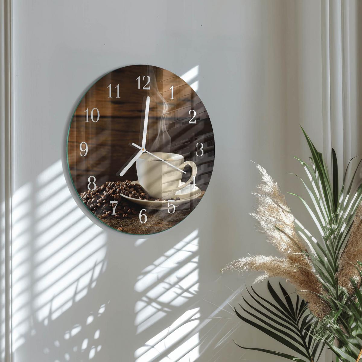 WANDUHR aus Glas Ø30 cm - Kaffee - Braun, Glas (30/30/0.4cm) - TULUP