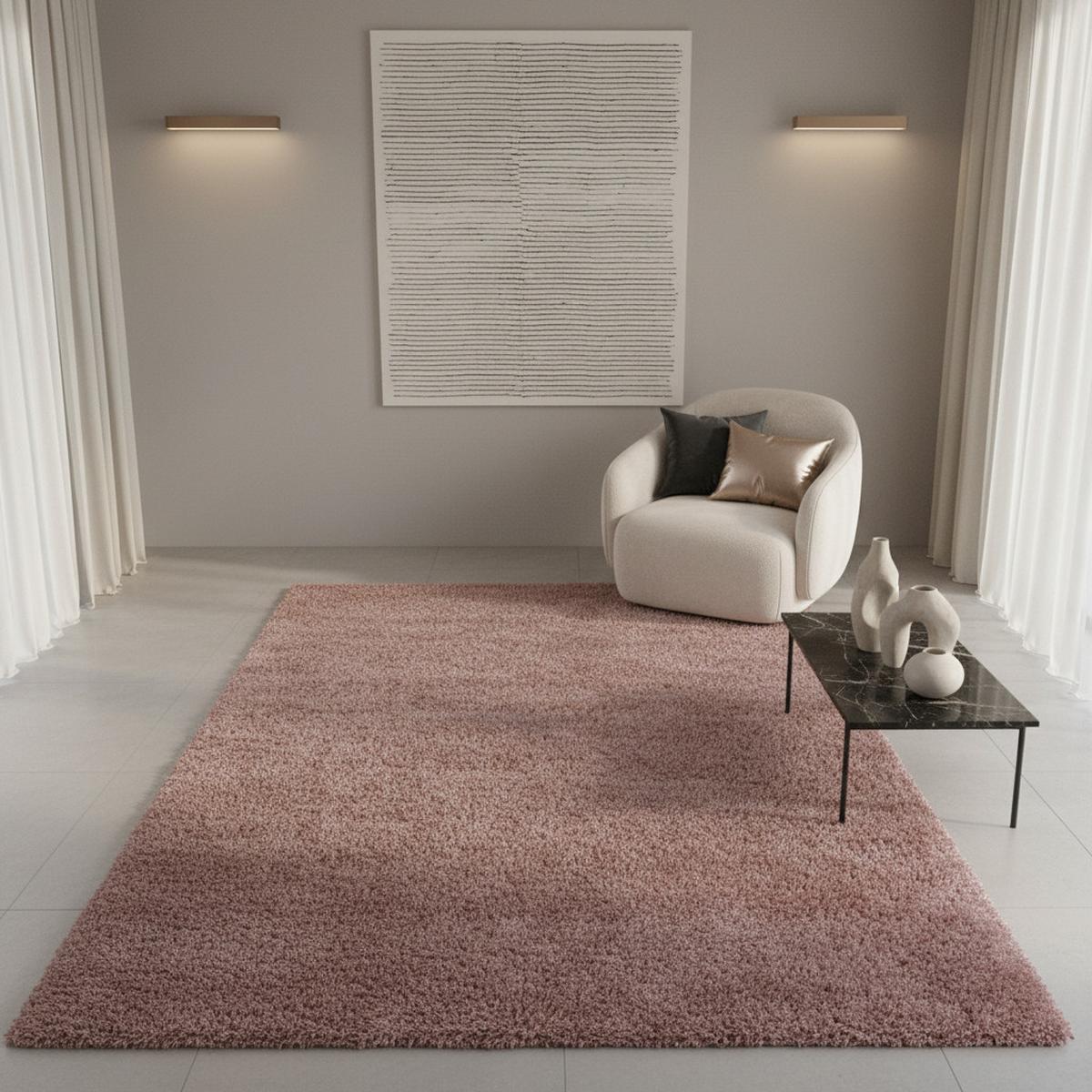 HOCHFLORTEPPICH SALZACH, einfarbig, Rosa, 60 x 110 cm - Rosa, Textil (110/60cm) - KADIMA DESIGN