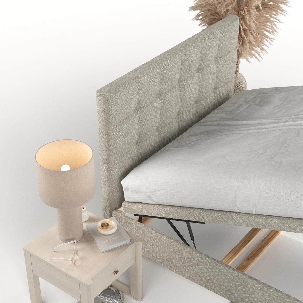POLSTERBETT Guam mit Stauraum 120/200 cm Beige im Alta Stoff - Beige/Schwarz, Holz/Holzwerkstoff (120/200cm) - AltaBeds