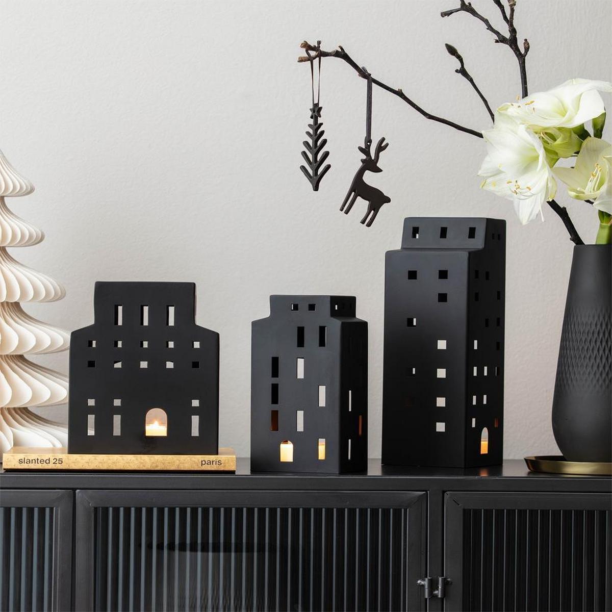WINDLICHT HAUS Christmas Chic 22,5 cm - Schwarz, Metall (7.8/22.5/10.2cm) - Villeroy & Boch